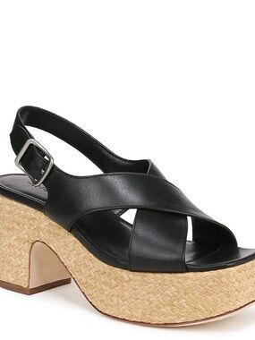 NEW No Box Vince Clementina Black Leather Wedge